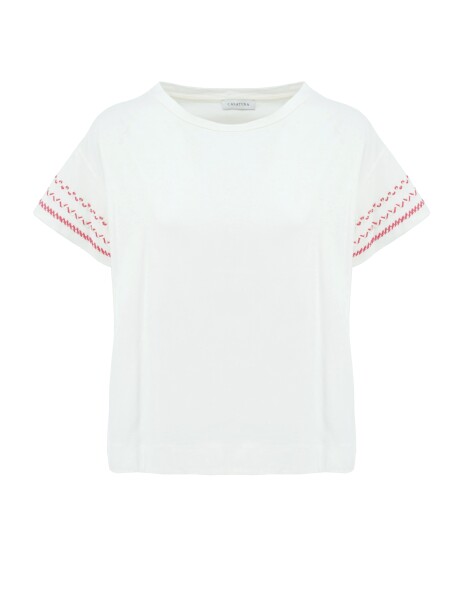 T-shirt in cotone con ricamo - 1