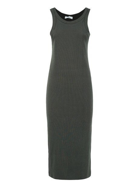 Ribbed American neckline dress - 1