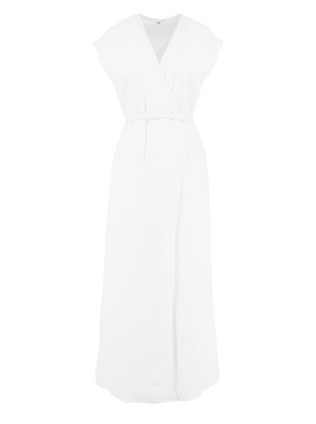Long linen dress with crossover - 1