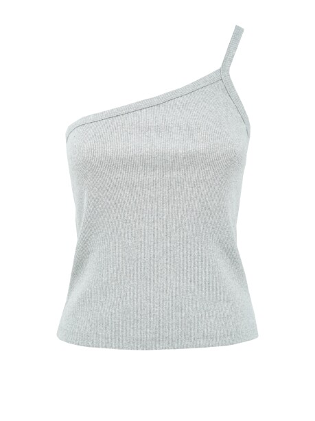 Ribbed one-shoulder top - 1