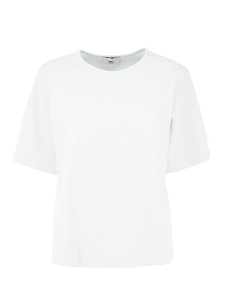 T-shirt a costine con spalline imbottite - 1
