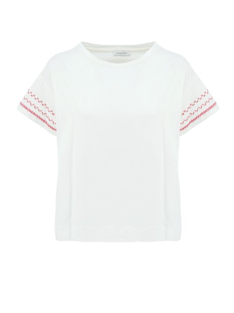 T-shirt in cotone con ricamo - 1