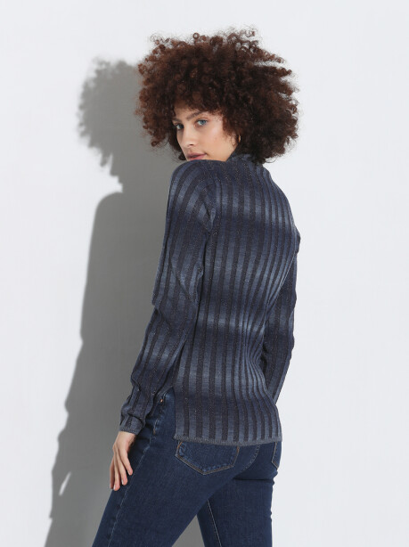 High neck sweater in ribbed lurex - 2