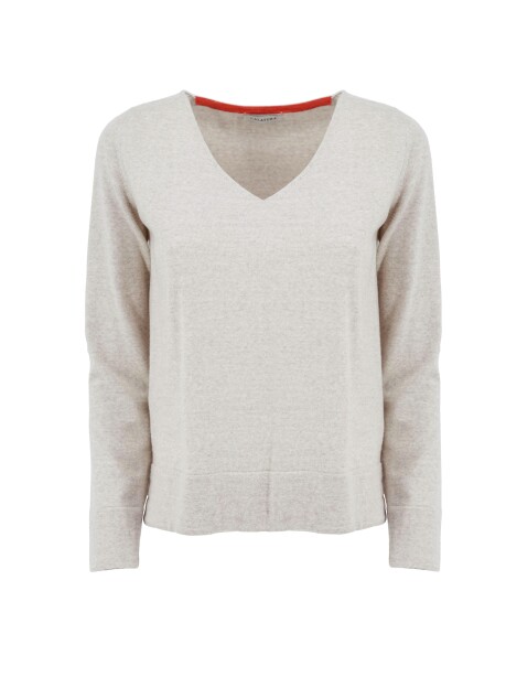 V-neck sweater with cuff in contrasting color - 1
