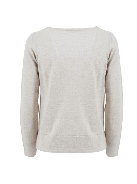 Maglia scollo a V e polsino a contrasto - 2