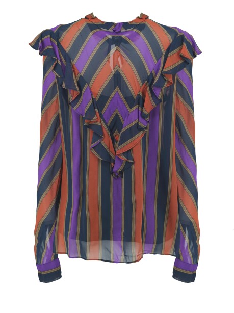 Multi-stripe blouse with ruffles - 2