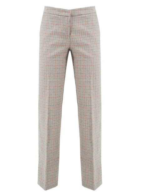 Check patterned wool trousers - 1