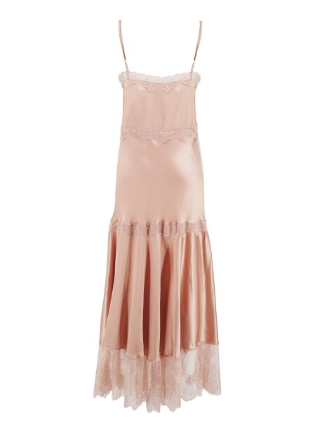 Satin slip dress decorated with lace - 2