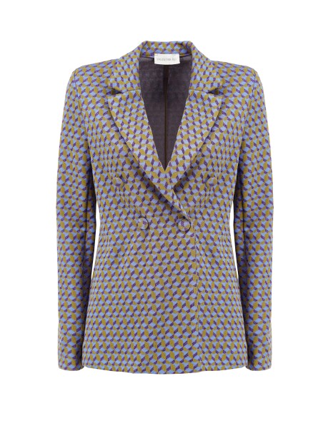 Geometric patterned double-breasted blazer - 1