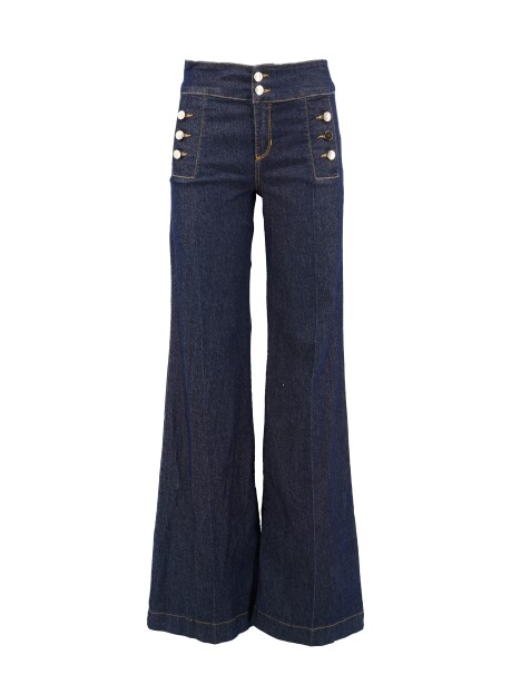 High-waisted flare jeans with buttons - 1