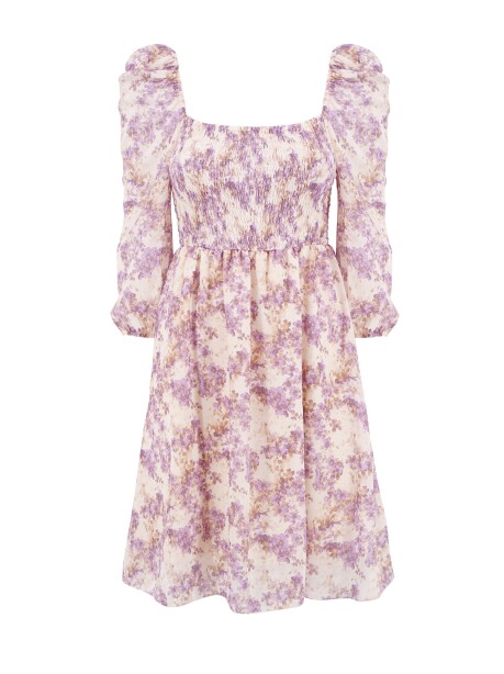 Short floral print dress - 1