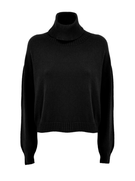 High neck sweater with ribbed sleeves - 1