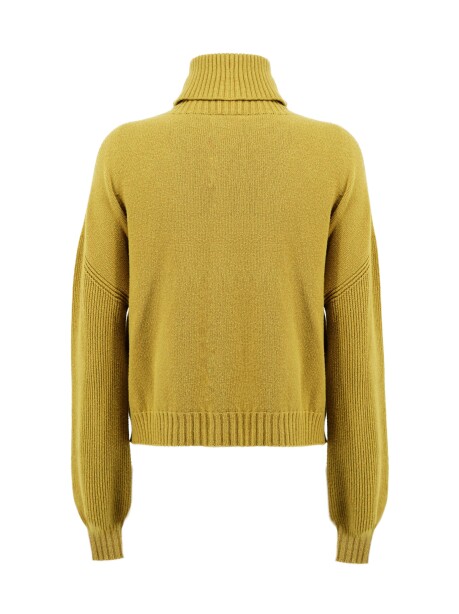 Maglia collo alto con maniche a costine - 2