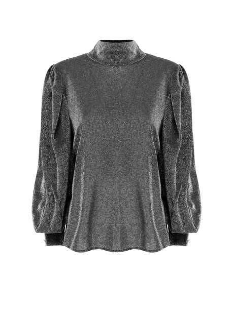 Blusa effetto lurex con maniche a sbuffo - 1