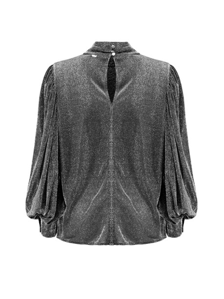 Lurex effect blouse with puff sleeves - 2