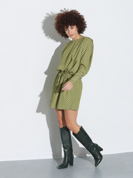 Patterned dress with drawstring - 4