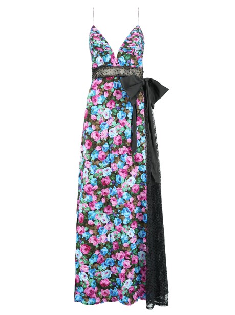 Maxi dress stampa floreale con pizzo - 1