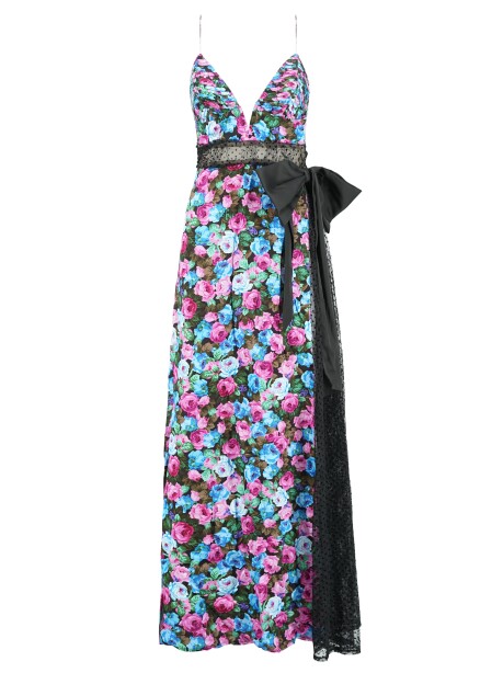 Floral print maxi dress with lace - 1