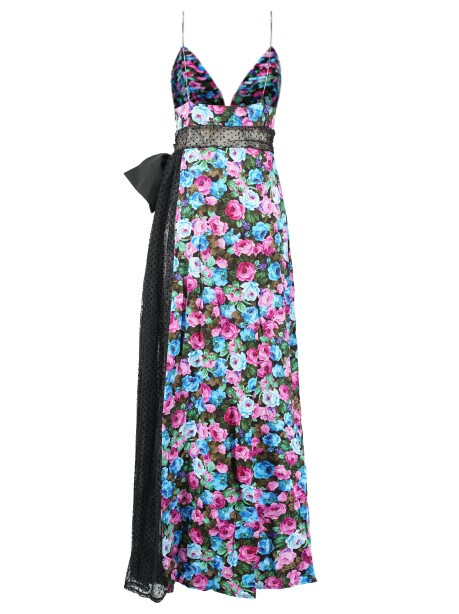Floral print maxi dress with lace - 2