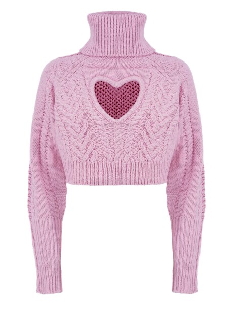 Cropped sweater with heart-shaped cut out - 1