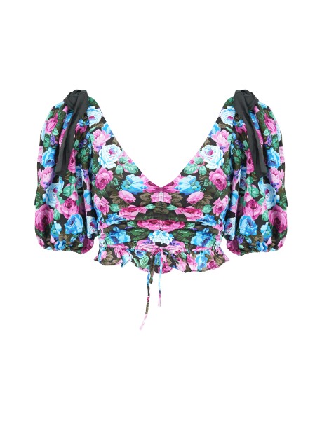 Floral print crop top - 1