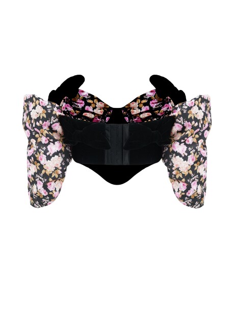 Crop top effetto bustier fantasia floreale - 2