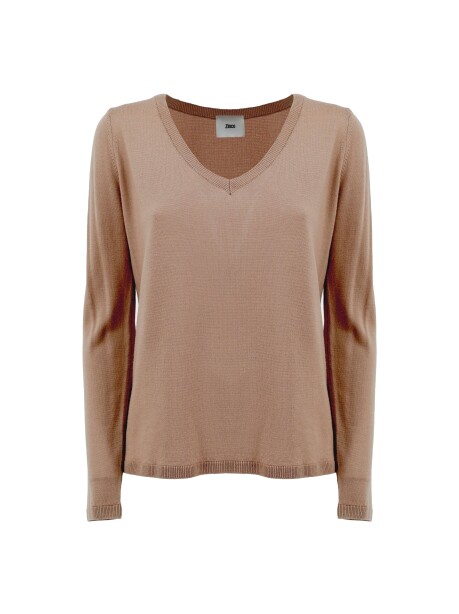 Maglia scollo a V in pura lana merinos - 1