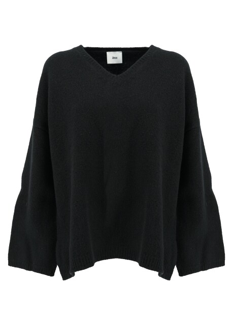V-neck sweater in extrafine merino wool - 1