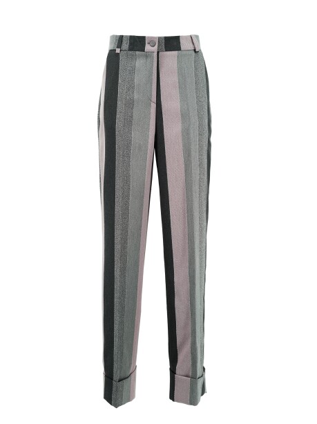 Pantaloni in lurex maxi righe a contrasto - 1