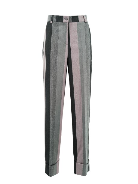 Contrasting maxi-striped lurex trousers - 1