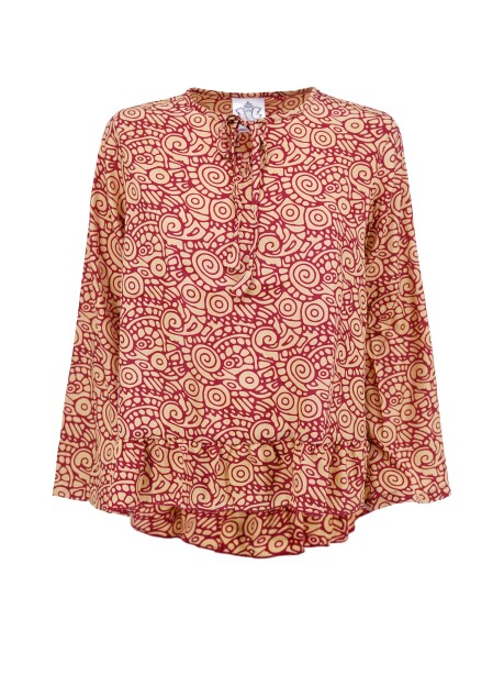 Blouse with adjustable tie in Indian silk - 1