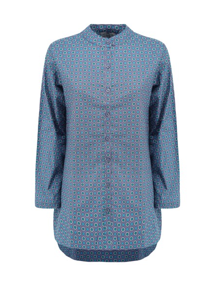 Mandarin collar shirt with ethnic pattern - 1