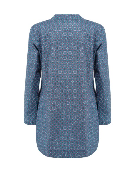 Camicia collo alla coreana fantasia etnica - 2