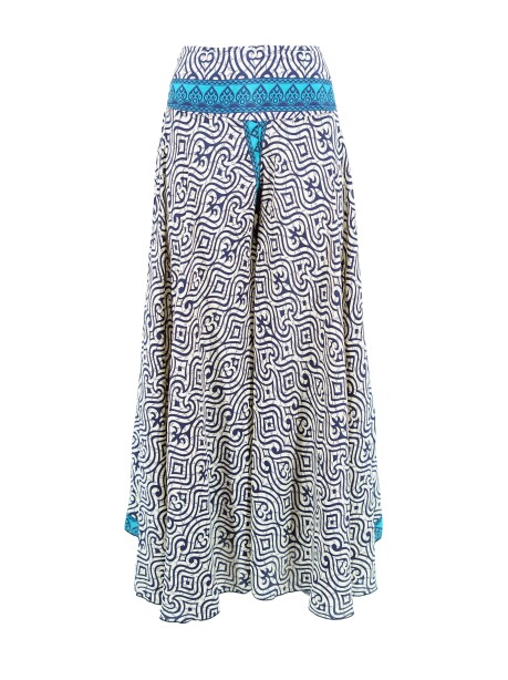 Wide ethnic patterned trousers in Indian silk - 1