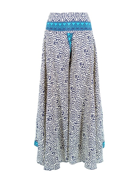 Wide ethnic patterned trousers in Indian silk - 1