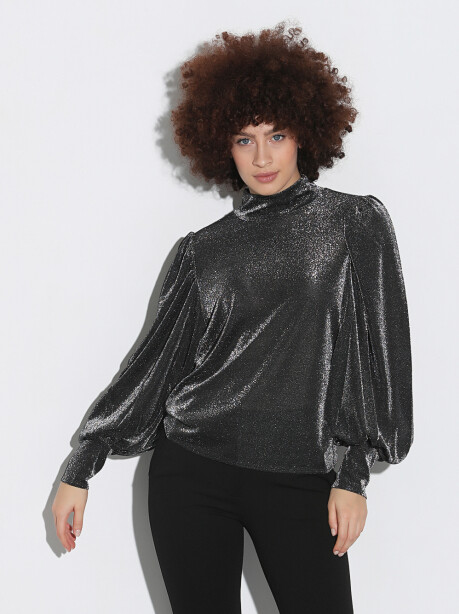 Lurex effect blouse with puff sleeves - 6
