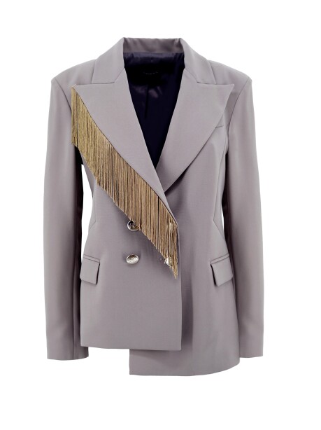 Blazer doppiopetto con frange - 1