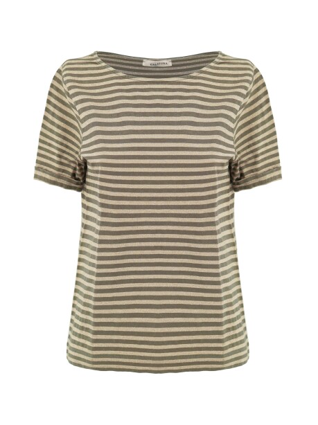 Striped boat neck sweater - 1