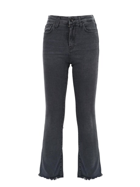 Jeans flare a vita media in denim nero - 1