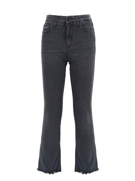 Mid-rise flare jeans in black denim - 1
