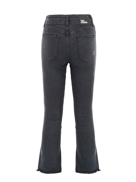 Jeans flare a vita media in denim nero - 2