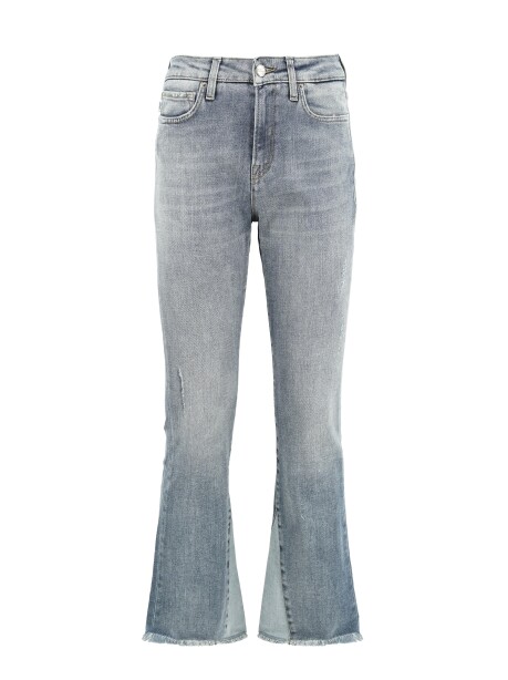 Jeans flare con spicchi laterali a contrasto sul fondo - 1