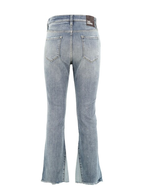 Jeans flare con spicchi laterali a contrasto sul fondo - 2