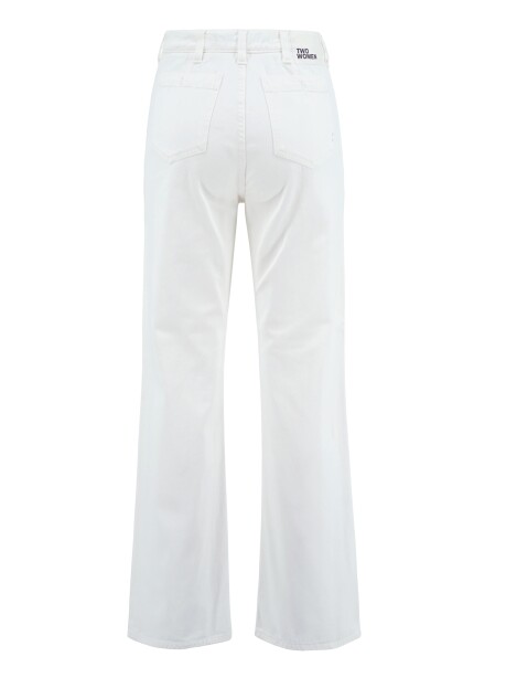 White denim trousers with front pockets decoration - 2