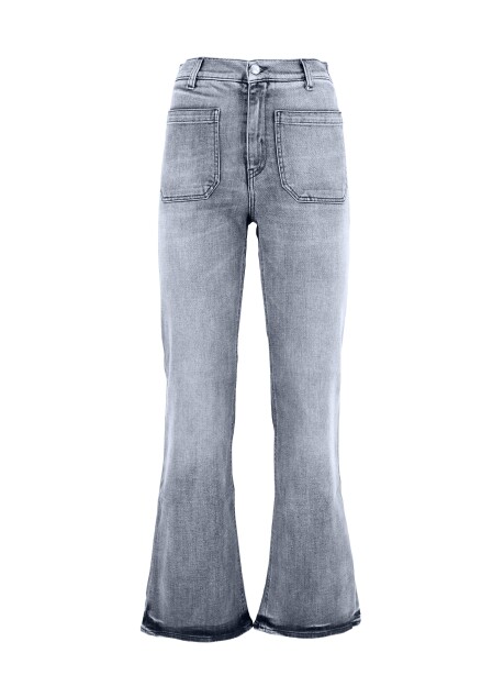Wide leg jeans with front pockets decoration - 1