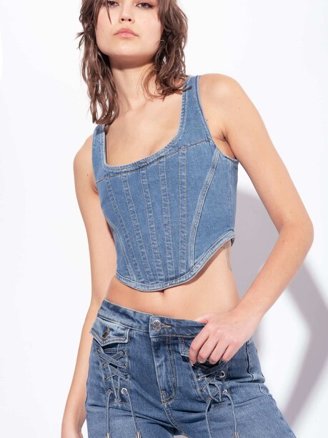 Bustier in denim - 4