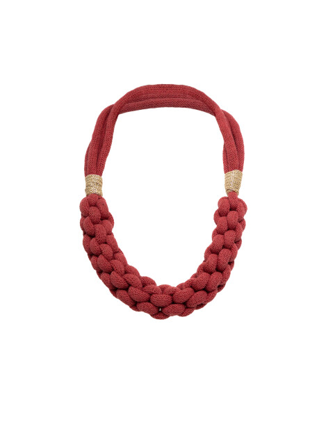 Braided necklace with golden inserts - 1