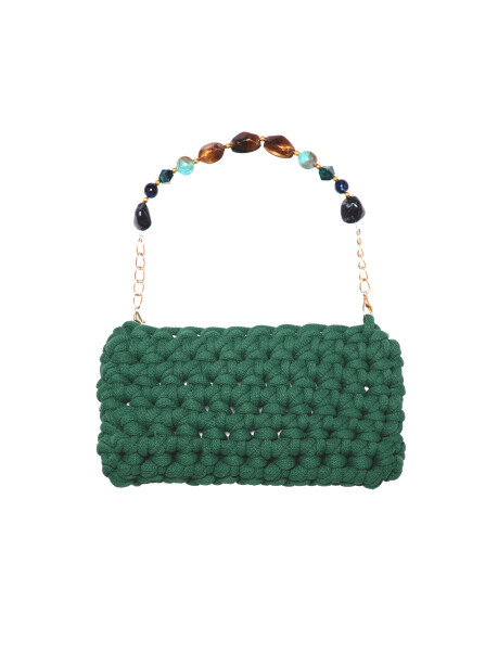 Woven clutch bag with jewel shoulder strap - 2