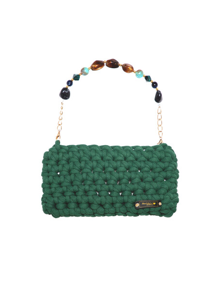 Woven clutch bag with jewel shoulder strap - 1