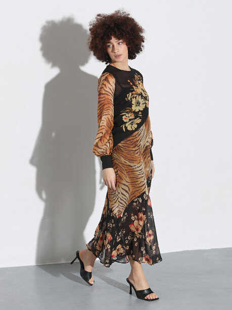 Long multi patterned dress - 4